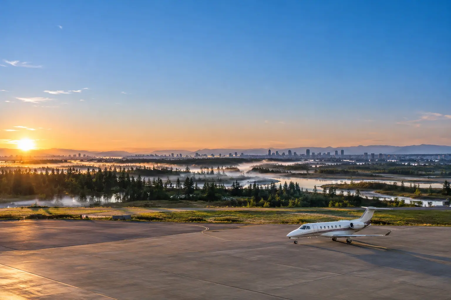 Light jet waiting on an empty ramp