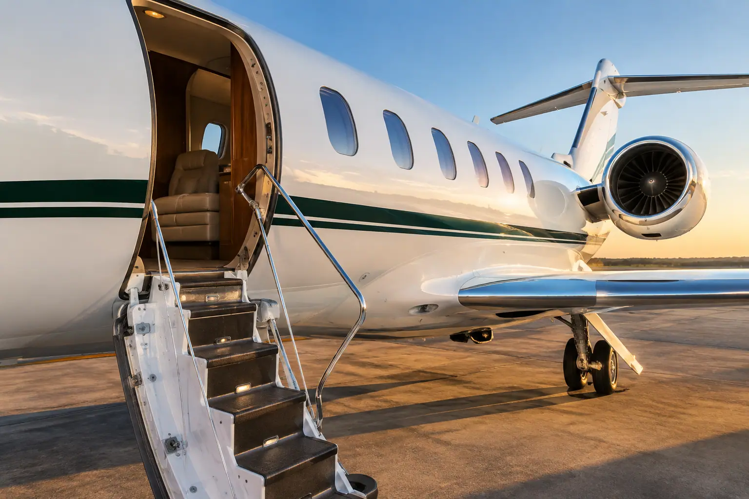 Open airstair of a private jet