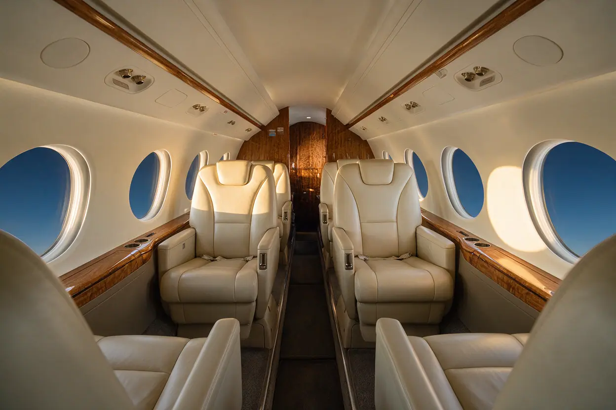 Super-midsize jet cabin interior