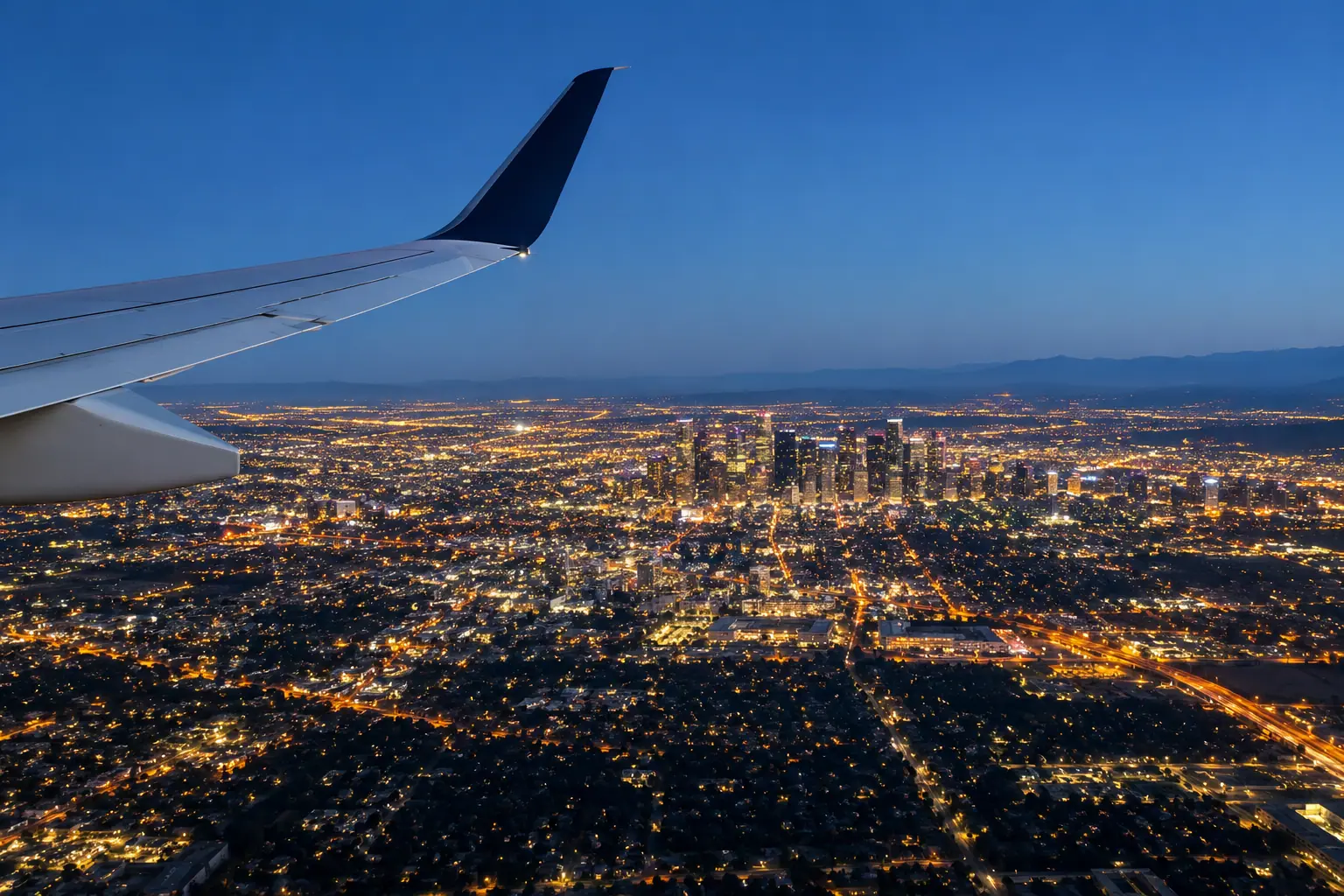 the US lights seen from a private jet