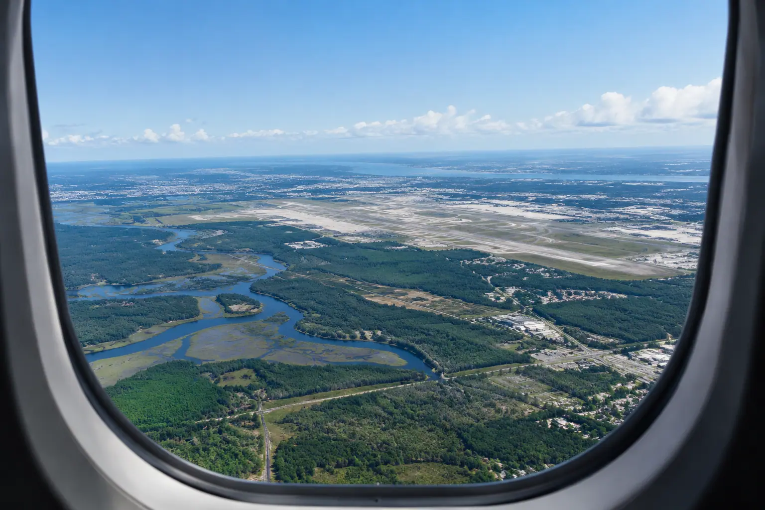 the US area from a private jet window